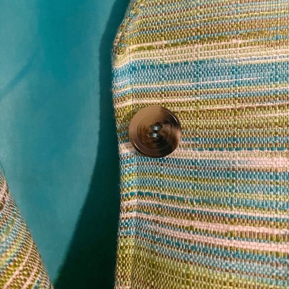 Coldwater Creek Green Multicolored Stripped Plus Size Blazer -Size 20-22 - Picture 6 of 8